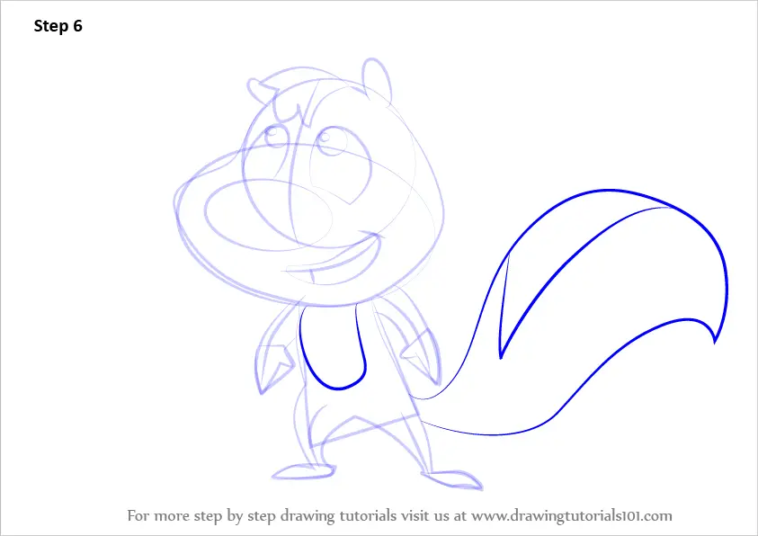 Step By Step How To Draw Skunk From Skunk Fu! : Drawingtutorials101.com