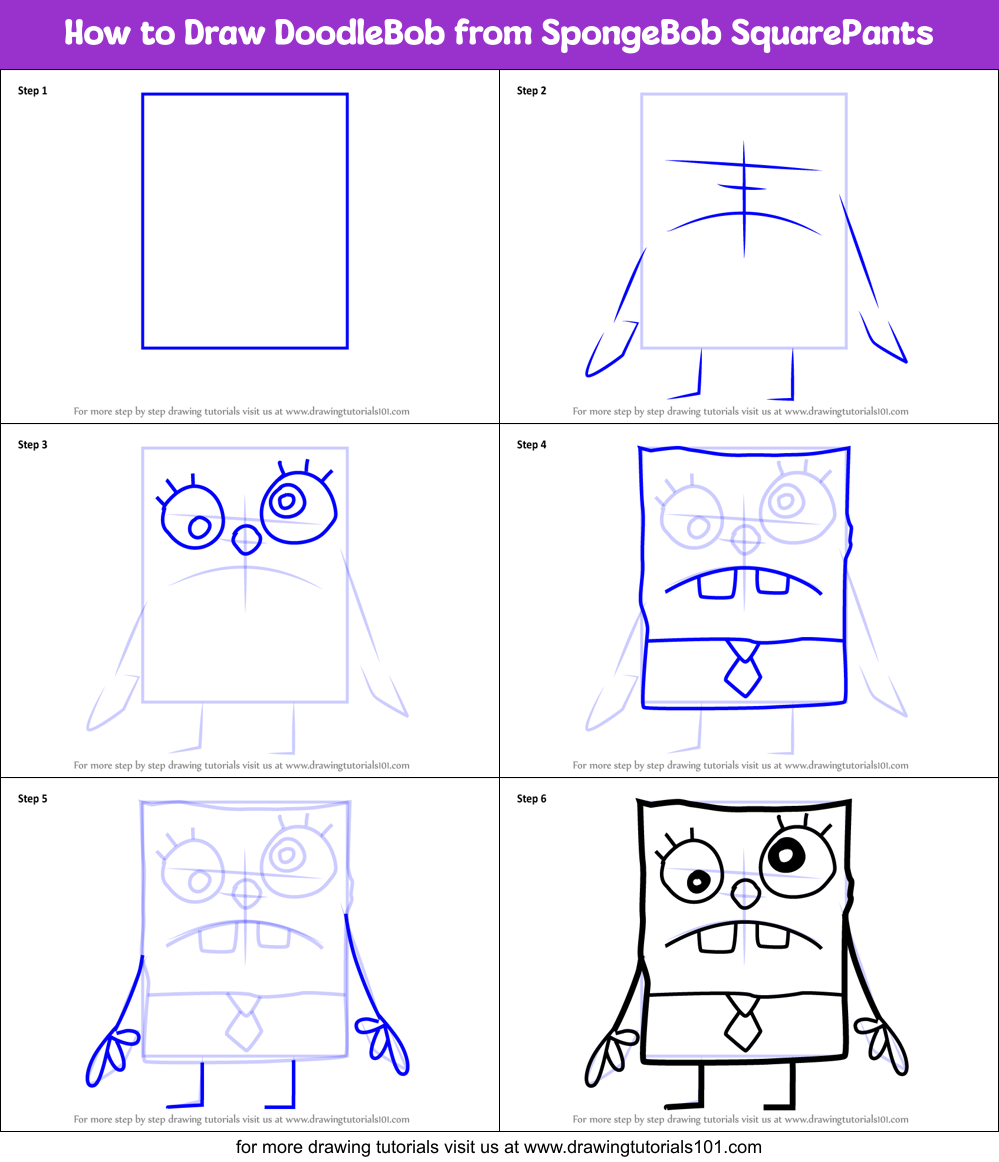 Doodlebob How To Draw Spongebob Easy Step Drawing Guides Png Png The Best Porn Website