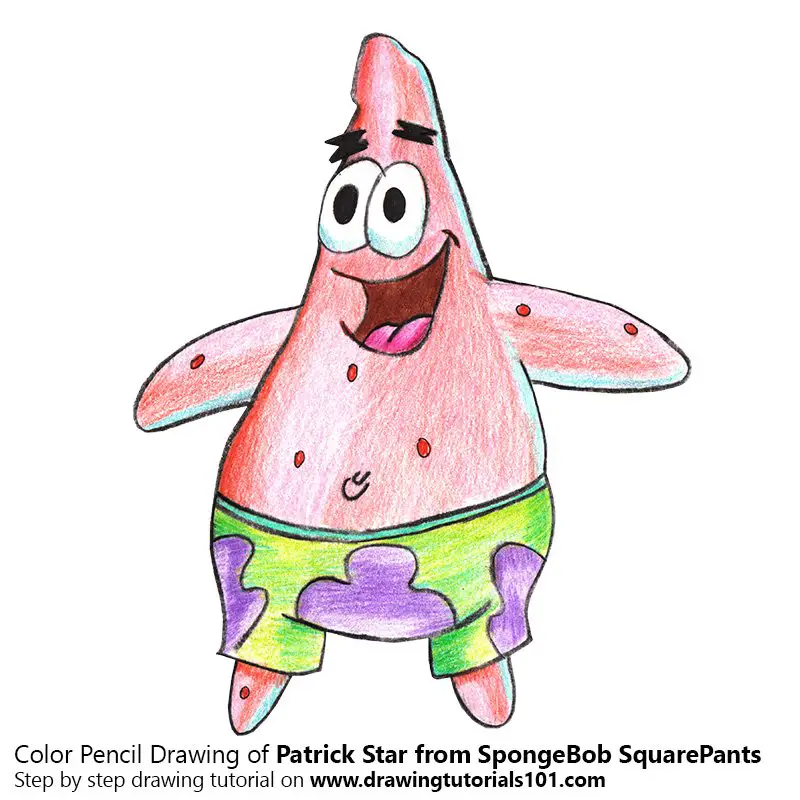 Patrick Star from SpongeBob SquarePants Color Pencil Drawing