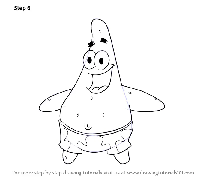 Step by Step How to Draw Patrick Star from SpongeBob SquarePants ...