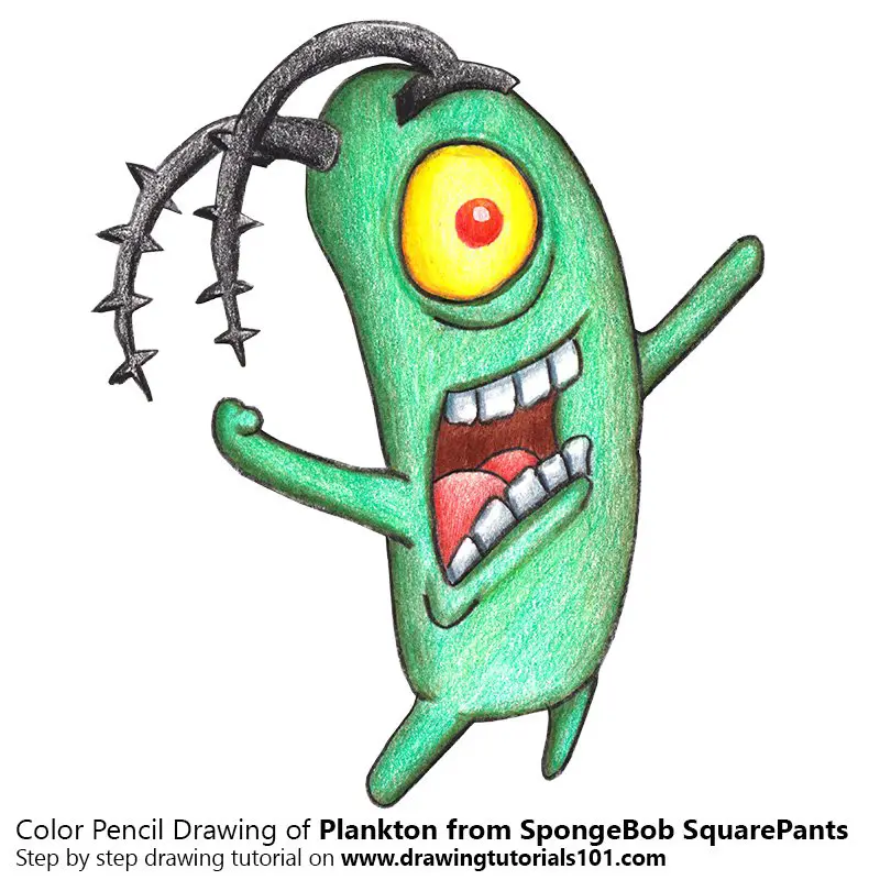 Plankton from SpongeBob SquarePants Color Pencil Drawing