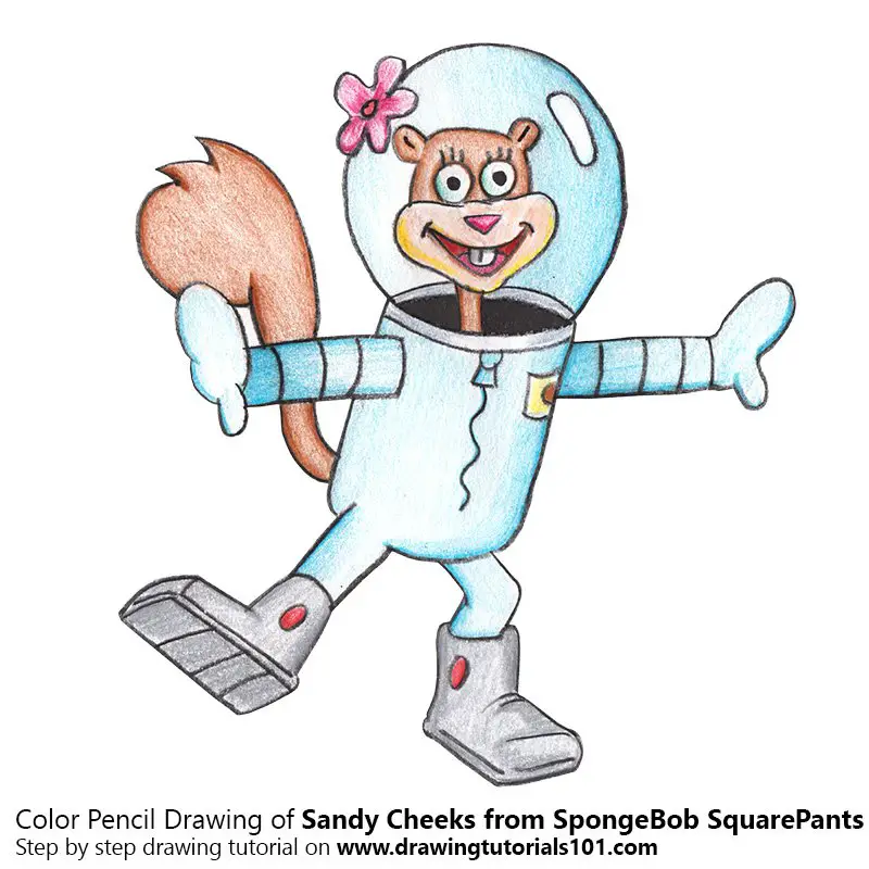 Sandy Cheeks from SpongeBob SquarePants Color Pencil Drawing