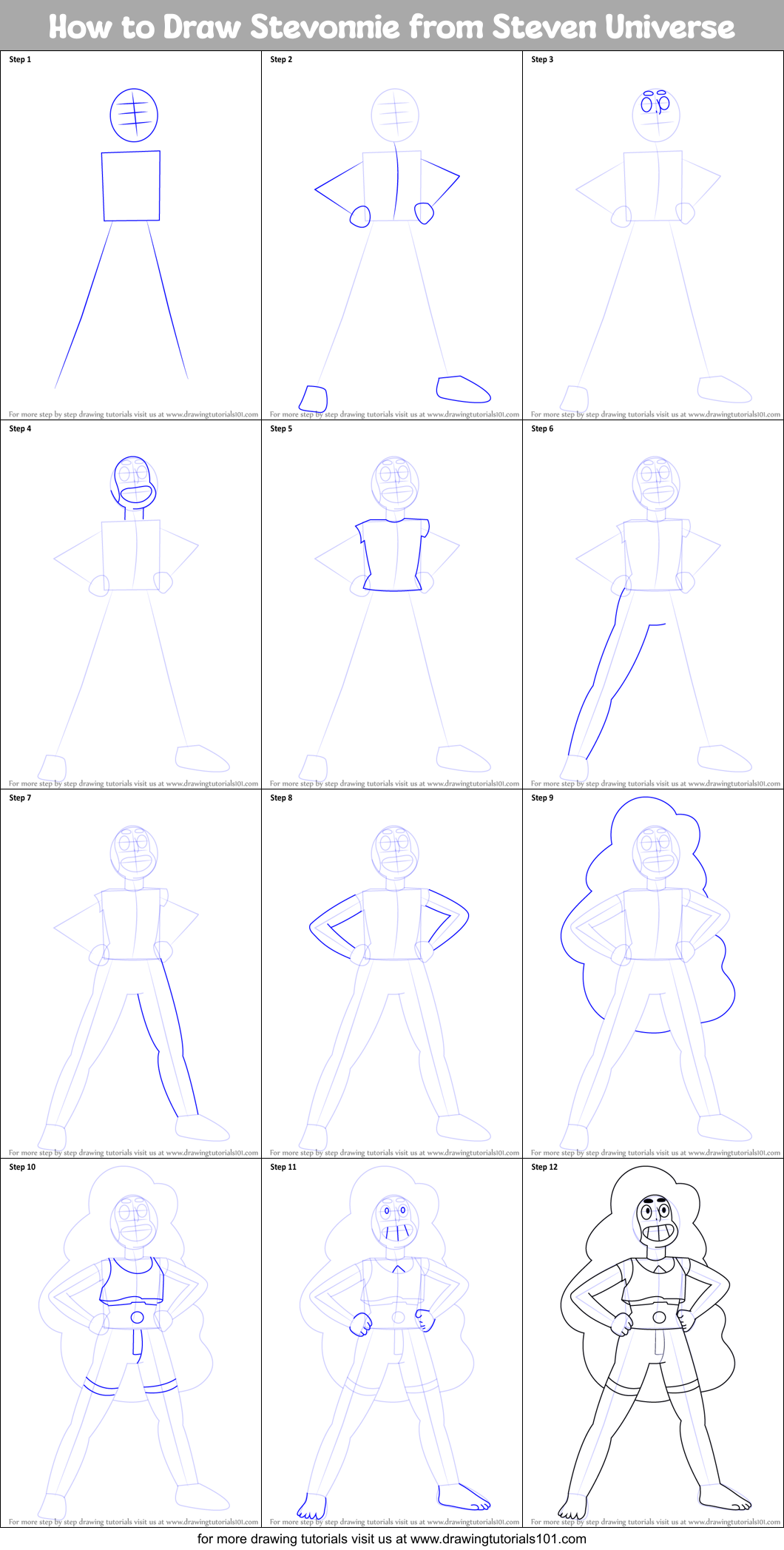 How to Draw Stevonnie from Steven Universe printable step by step