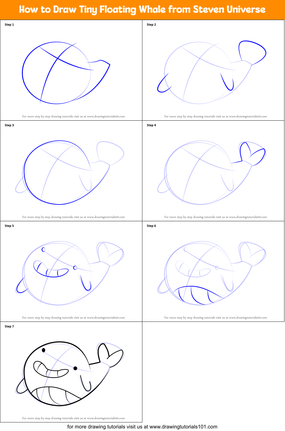 How to Draw Tiny Floating Whale from Steven Universe printable step by ...