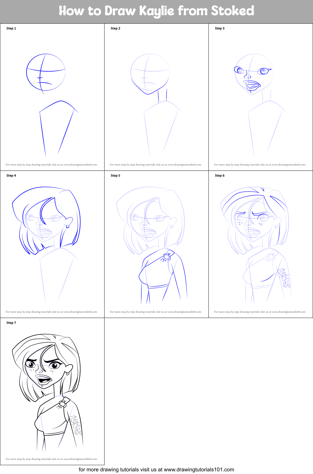 How to Draw Kaylie from Stoked printable step by step drawing sheet ...