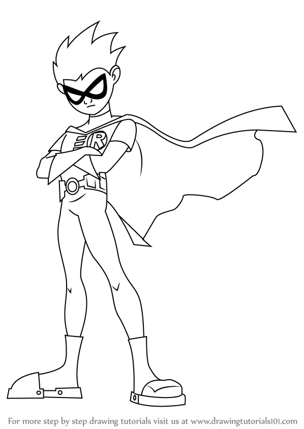 Learn How To Draw Robin From Teen Titans Teen Titans Step By Step Drawing Tutorials 2917