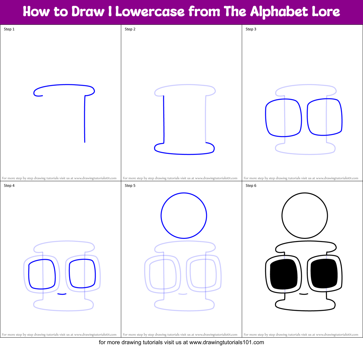 How To Draw I Lowercase From The Alphabet Lore Printable Step By Step ...