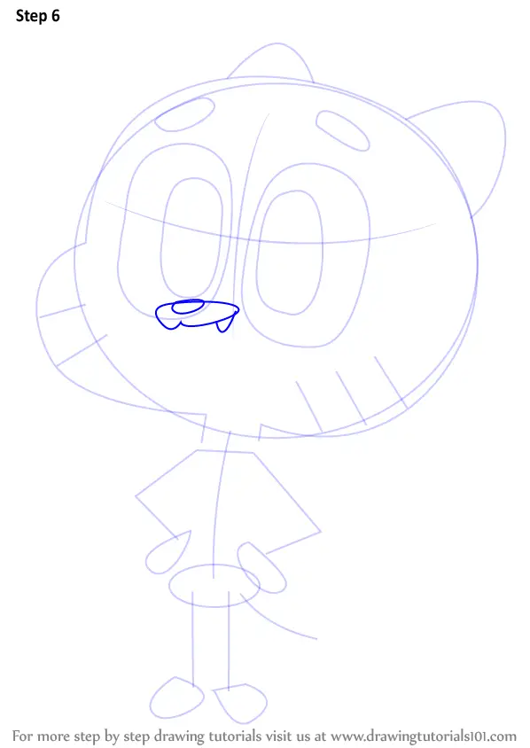 Step By Step How To Draw Gumball Watterson From The Amazing World Of