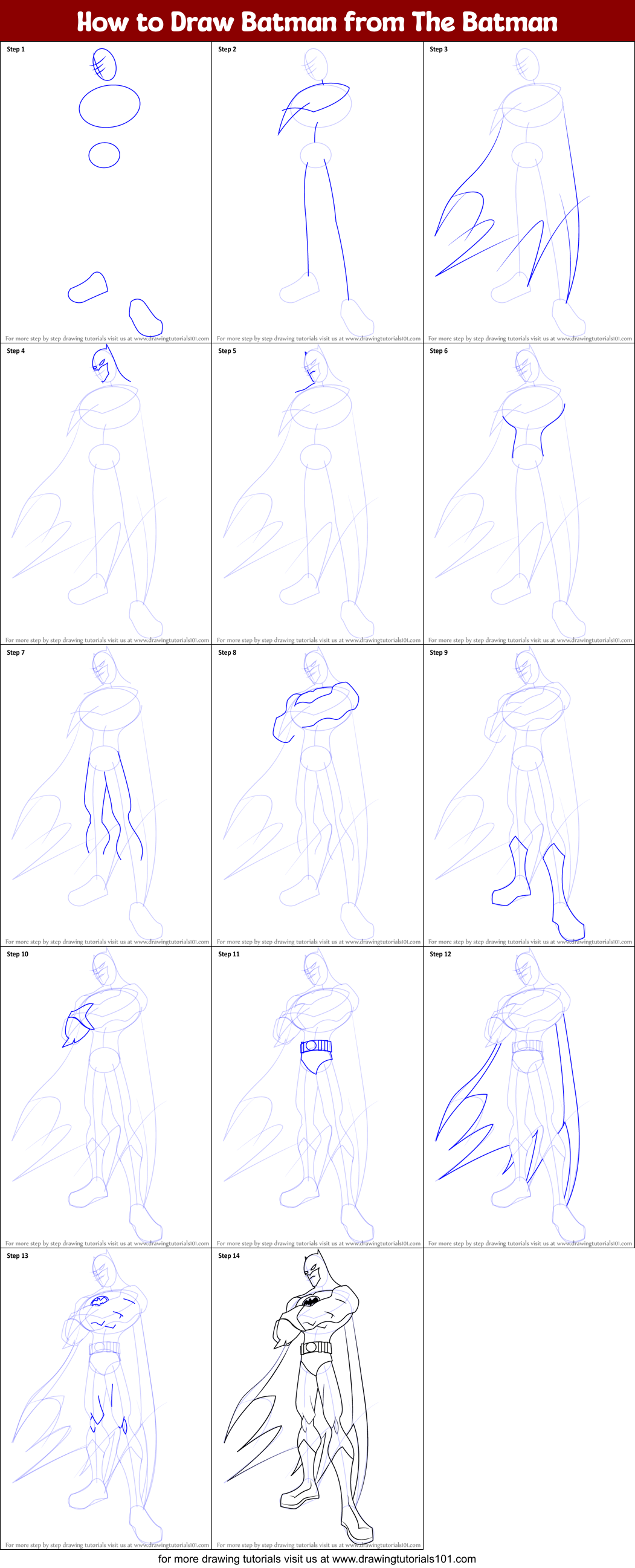 How to Draw Batman from The Batman printable step by step drawing sheet ...