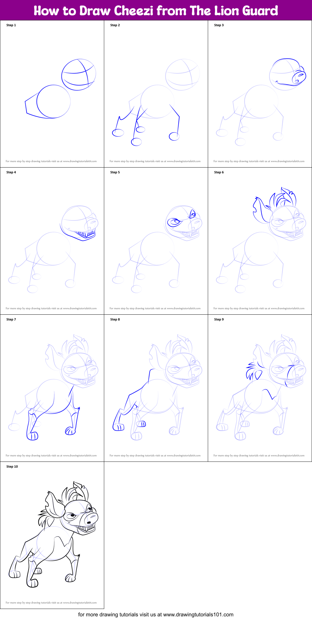 How to Draw Cheezi from The Lion Guard printable step by step drawing ...