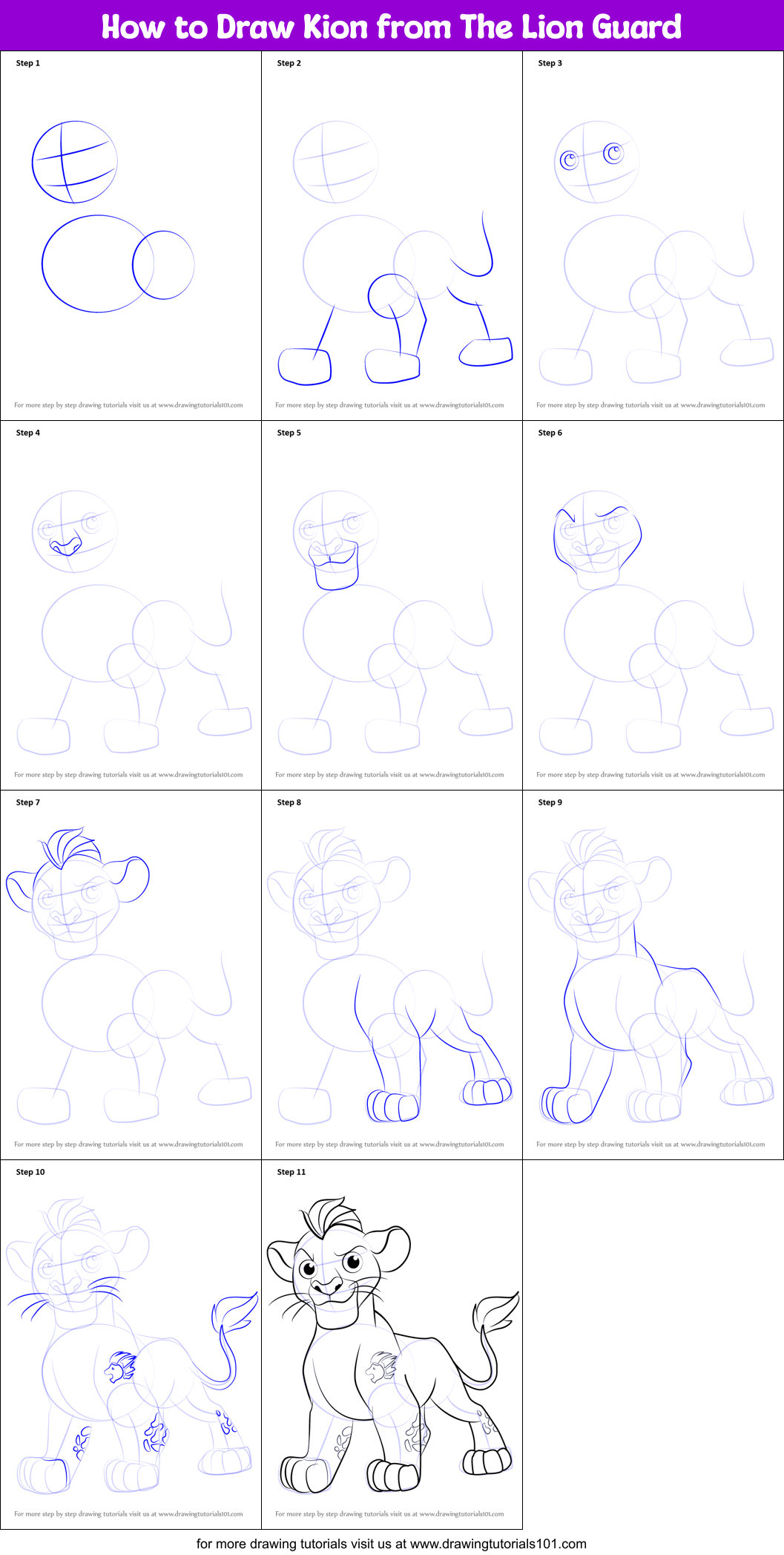 How to Draw Kion from The Lion Guard printable step by step drawing ...