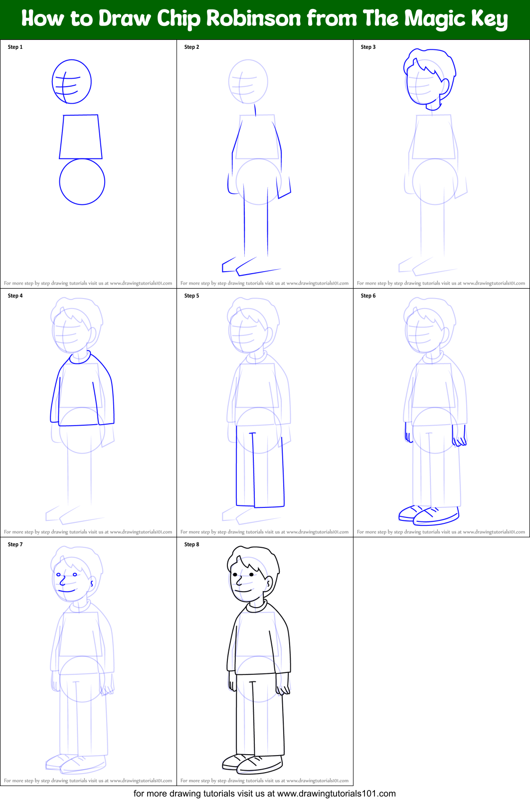 How to Draw Chip Robinson from The Magic Key printable step by step ...