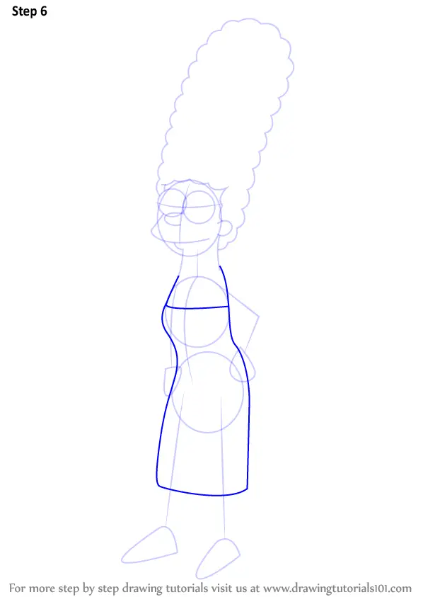 Learn How to Draw Marge Simpson from The Simpsons (The Simpsons) Step