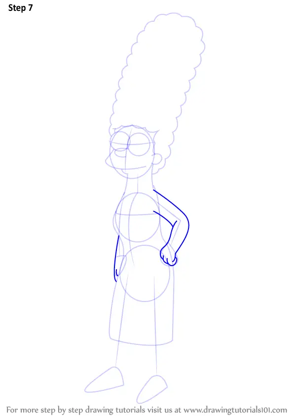 Learn How To Draw Marge Simpson From The Simpsons The Simpsons Step By Step Drawing Tutorials