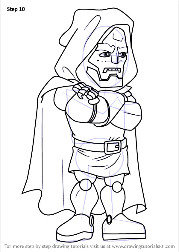 step by step how to draw dr doom from the super hero squad show