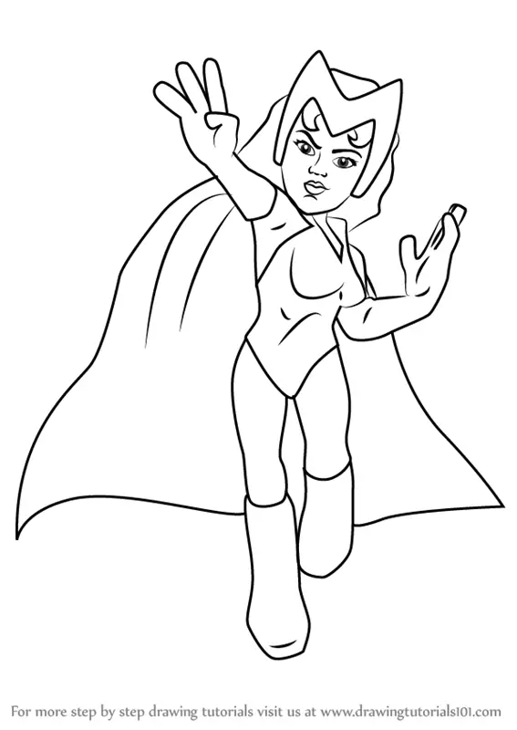 How to Draw Scarlet Witch from The Super Hero Squad Show. 