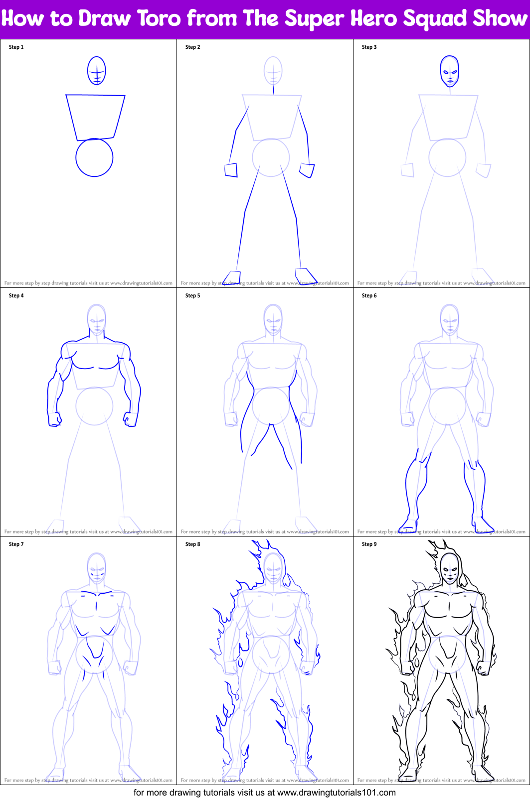 How to Draw Toro from The Super Hero Squad Show printable step by step ...