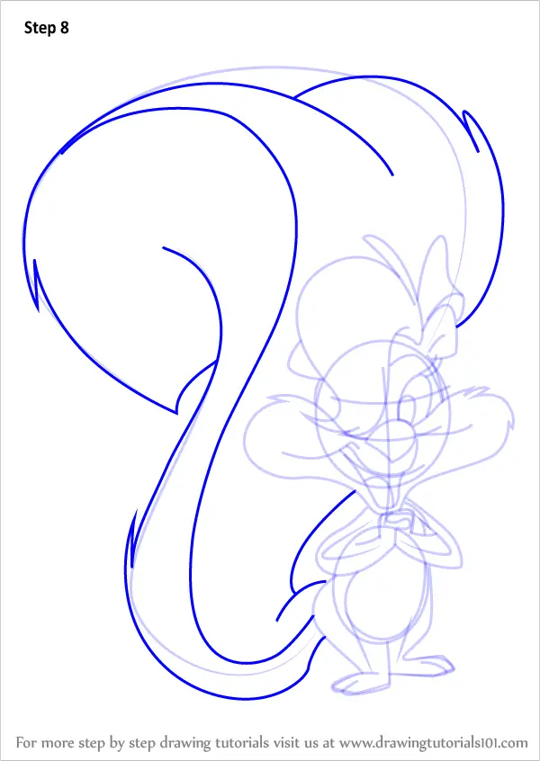 Step by Step How to Draw Fifi La Fume from Tiny Toon Adventures