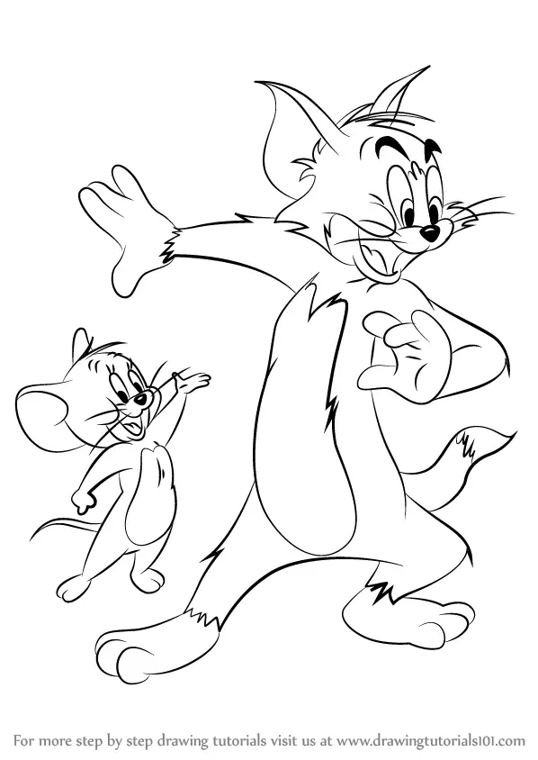 How to draw scared Tom  Tom and Jerry  Sketchok easy drawing guides