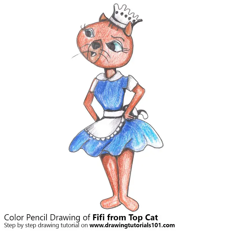 Fifi from Top Cat Color Pencil Drawing
