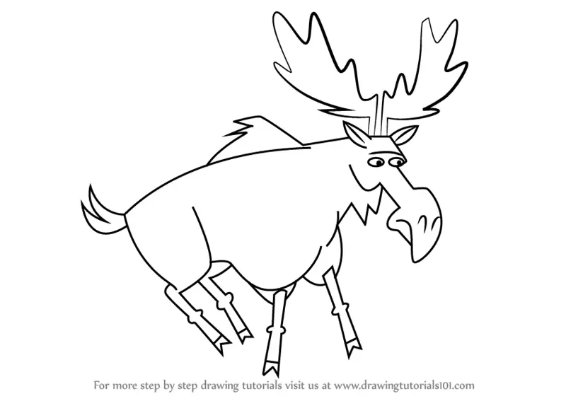 Step by Step How to Draw Moose from Total Drama : DrawingTutorials101.com