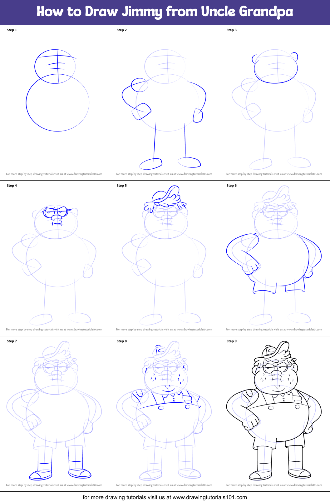 How to Draw Jimmy from Uncle Grandpa printable step by step drawing ...