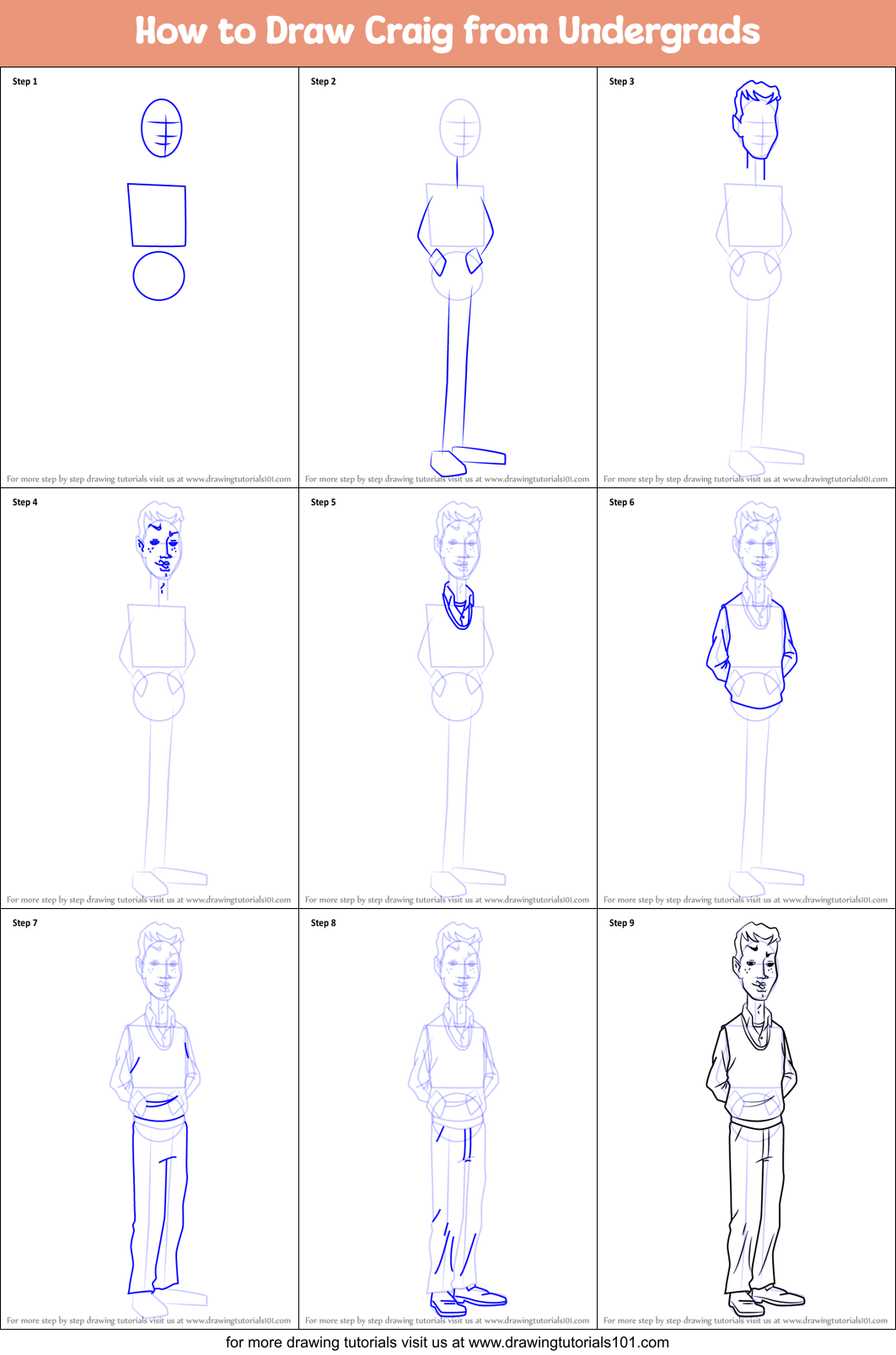 How to Draw Craig from Undergrads printable step by step drawing sheet ...