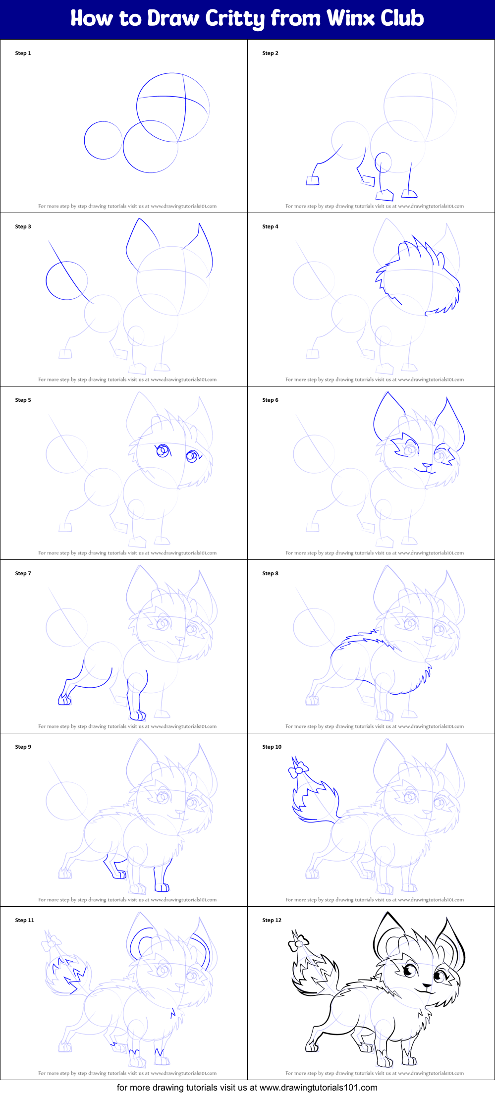 How to Draw Critty from Winx Club printable step by step drawing sheet ...