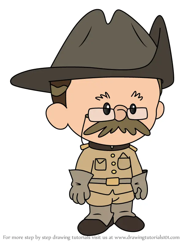 Step by Step How to Draw Theodore Roosevelt from Xavier Riddle and the