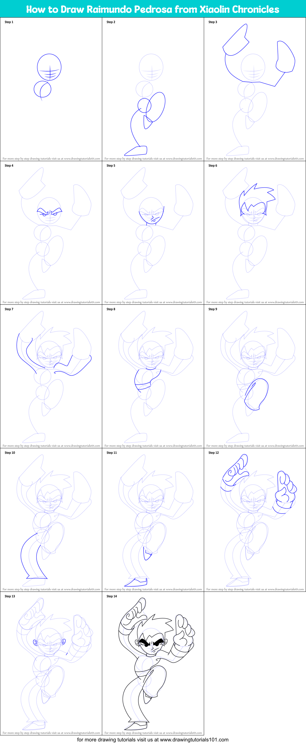 How to Draw Raimundo Pedrosa from Xiaolin Chronicles printable step by ...