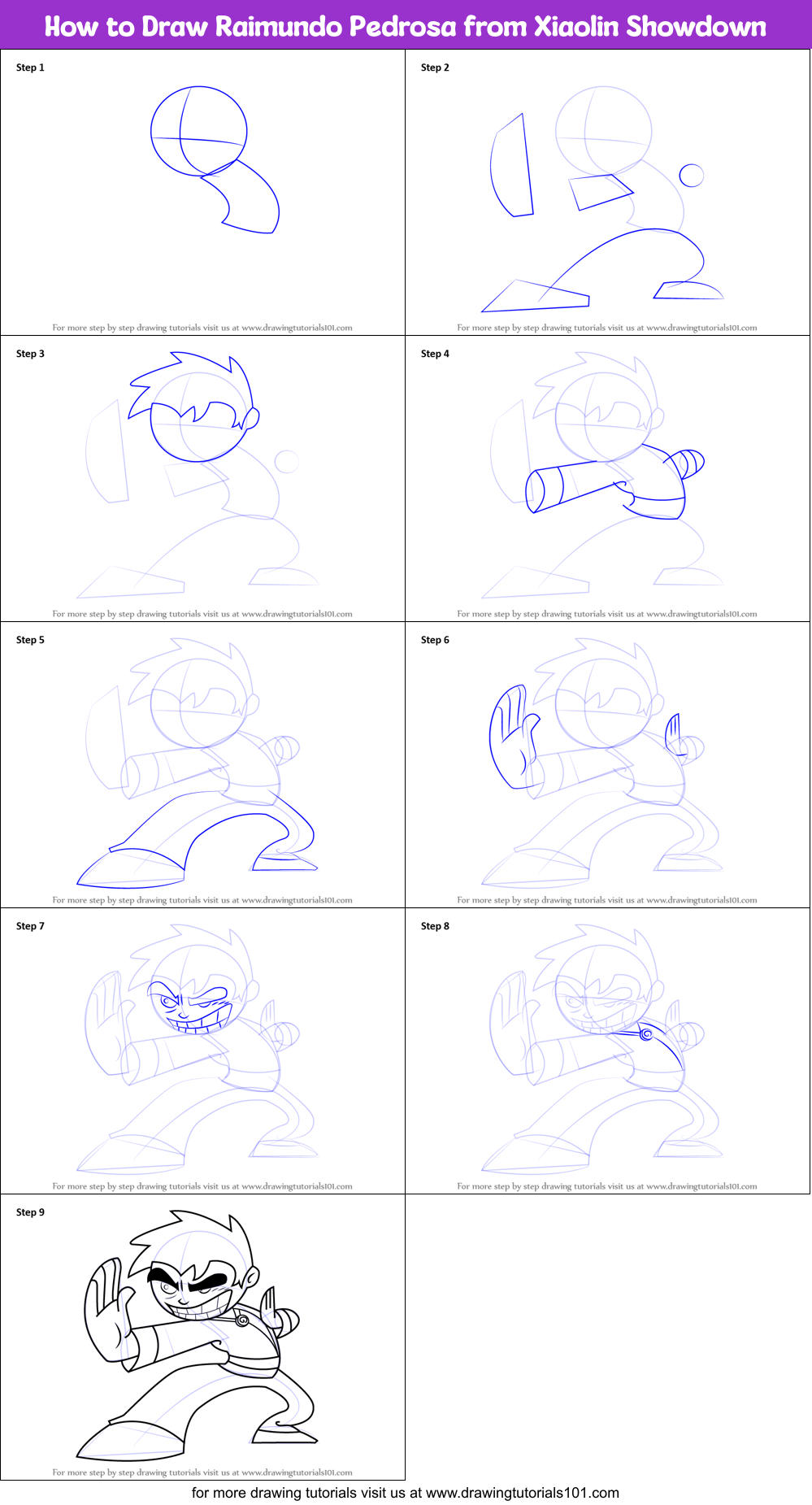 How to Draw Raimundo Pedrosa from Xiaolin Showdown printable step by ...