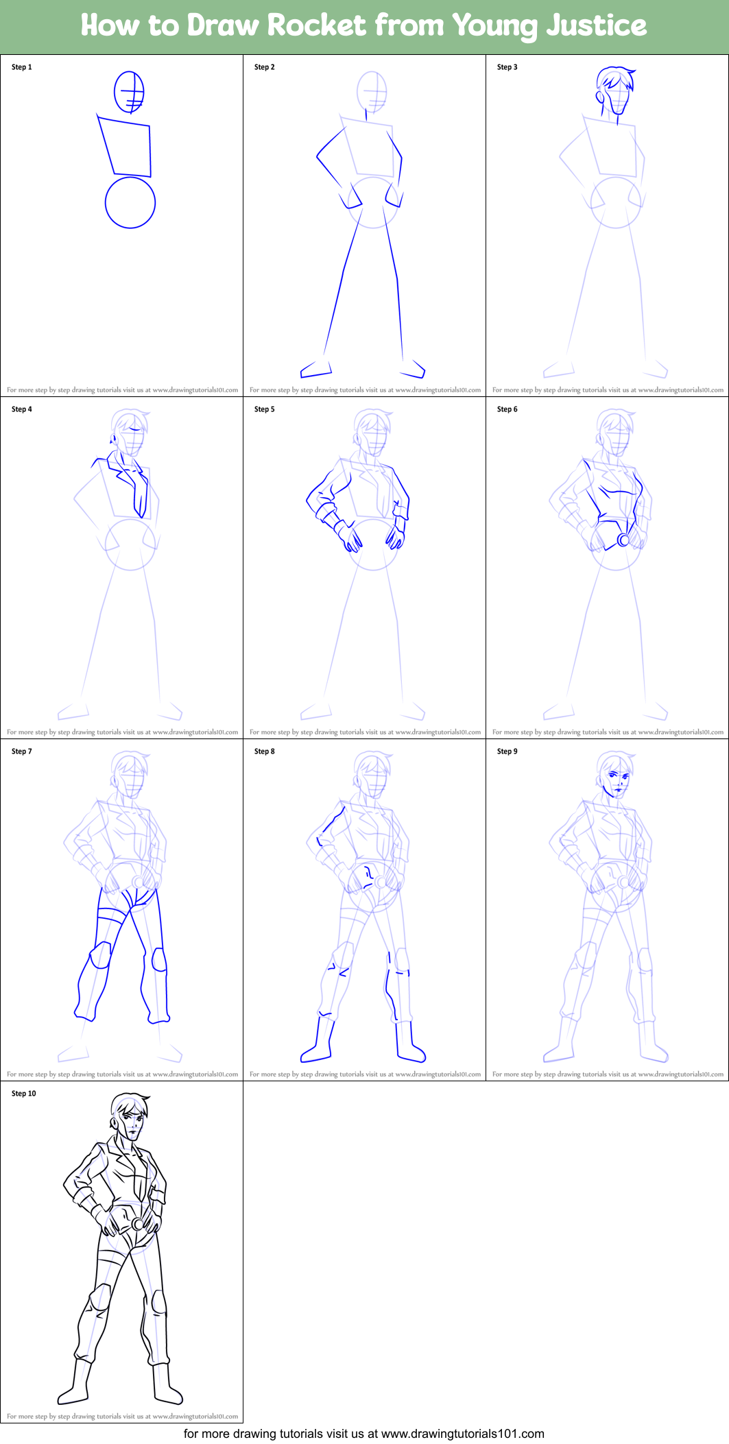 How to Draw Rocket from Young Justice printable step by step drawing ...