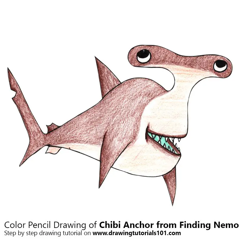 Chibi Anchor from Finding Nemo Color Pencil Drawing