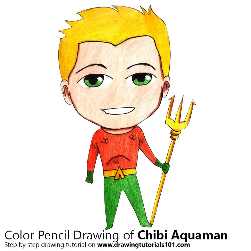 Chibi Aquaman Color Pencil Drawing