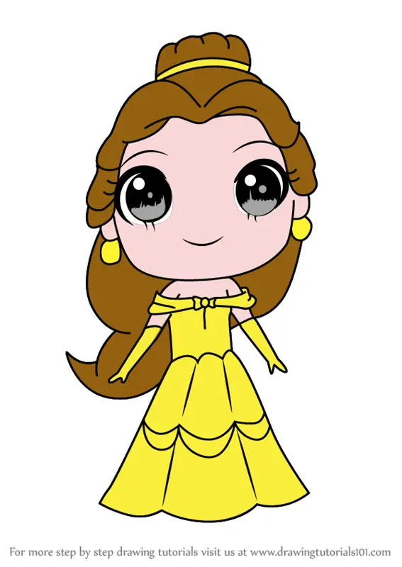 Step by Step How to Draw Chibi Belle from Beauty and the Beast