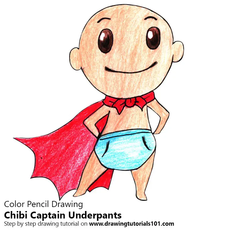 Chibi Captain Underpants Color Pencil Drawing