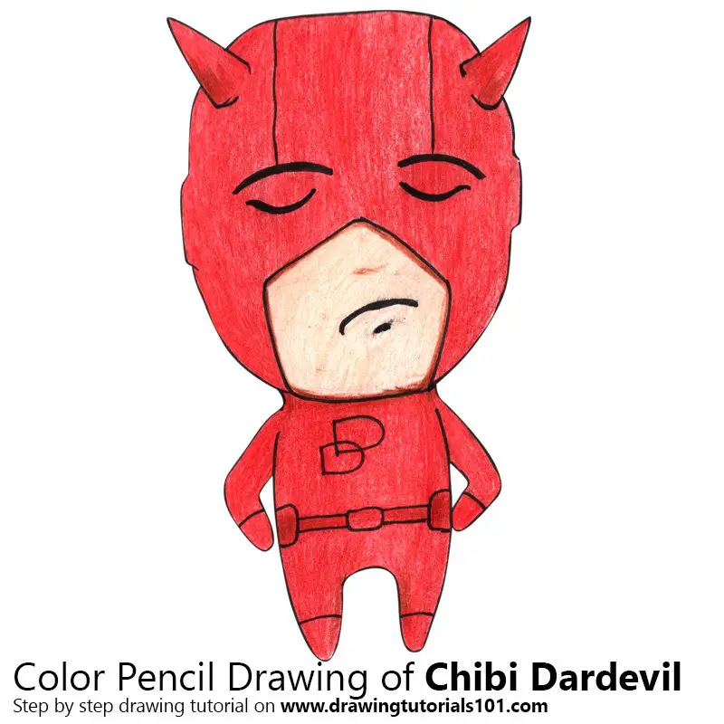 Chibi Daredevil Color Pencil Drawing