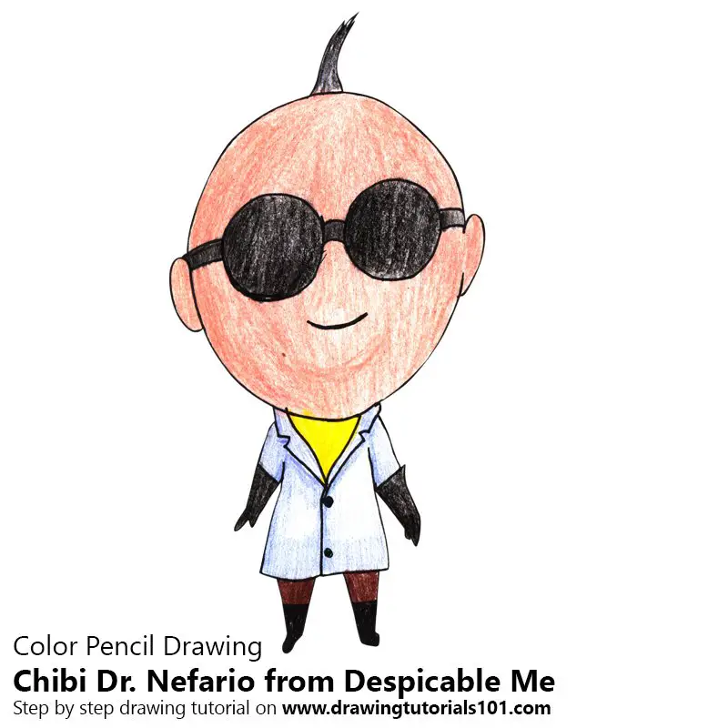 Chibi Dr. Nefario from Despicable Me Color Pencil Drawing