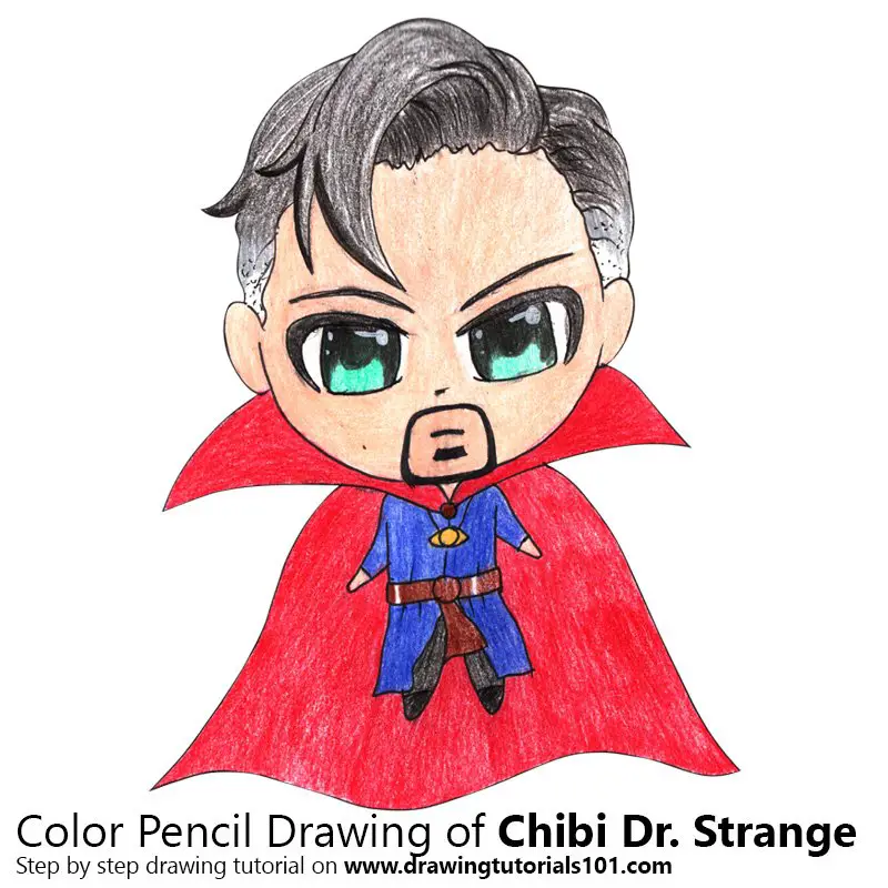 Chibi Dr. Strange Color Pencil Drawing