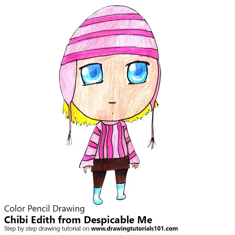 Chibi Edith from Despicable Me Color Pencil Drawing