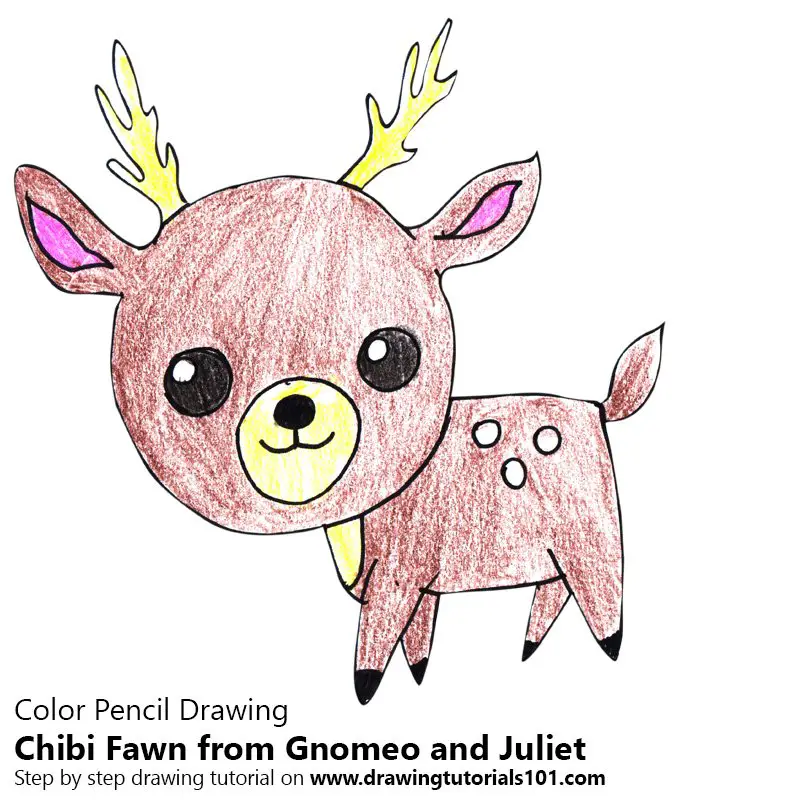 Chibi Fawn from Gnomeo and Juliet Color Pencil Drawing