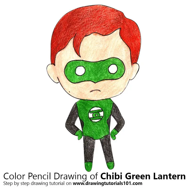 Chibi Green Lantern Color Pencil Drawing