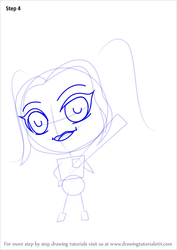 Step by Step How to Draw Chibi Harley Quinn : DrawingTutorials101.com