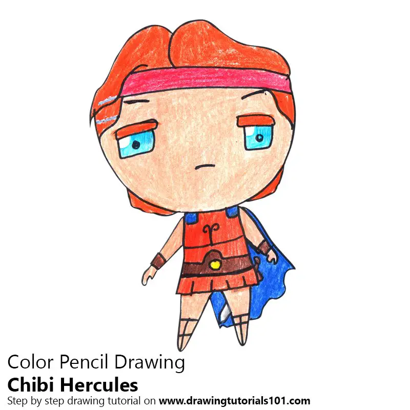 Chibi Hercules Color Pencil Drawing