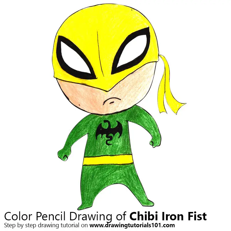Chibi Iron Fist Color Pencil Drawing