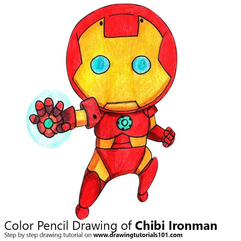 Chibi Ironman Color Pencil Drawing