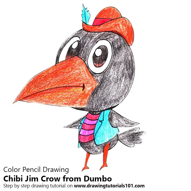 Chibi Jim Crow from Dumbo Color Pencil Drawing