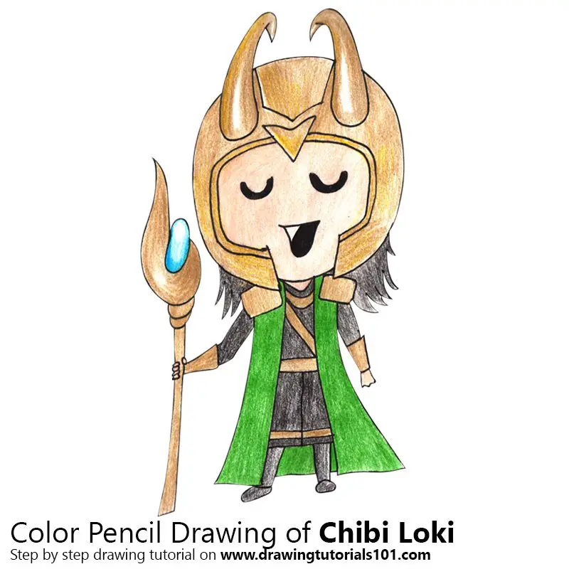 Chibi Loki Color Pencil Drawing