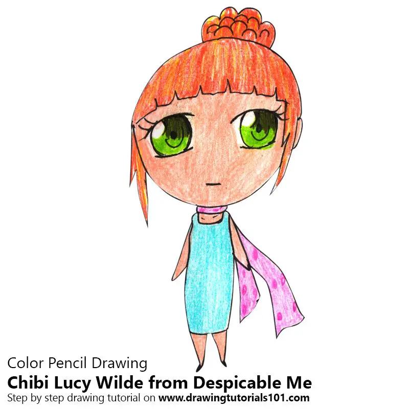 Chibi Lucy Wilde from Despicable Me Color Pencil Drawing