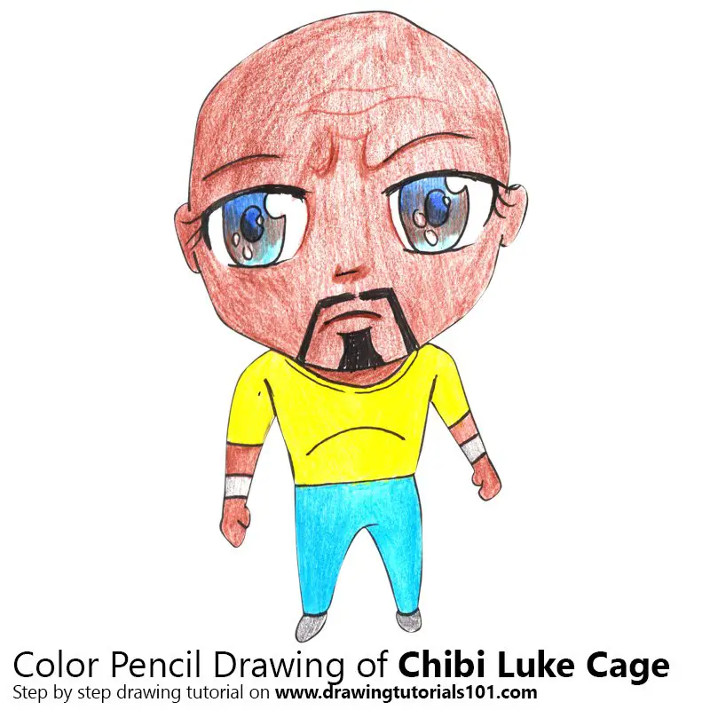 Chibi Luke Cage Color Pencil Drawing